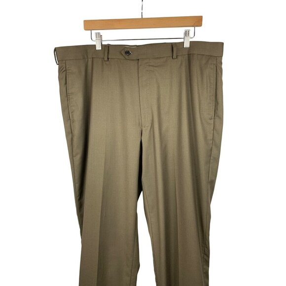 Joseph & Feiss Mens Dress Pants Size 38x30 Olive Green Flat Front - Picture 3 of 4